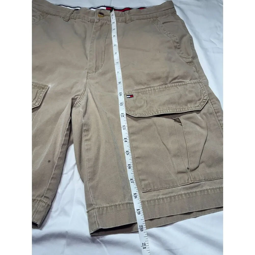 Vintage 90s Tommy Hilfiger Cargo Shorts Khaki Tan Waistband Trim Sz30